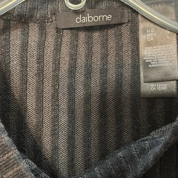 NWOT Claiborne Men’s Ribbed Black Crew Neck Sweater Size Large - Picture 7 of 8